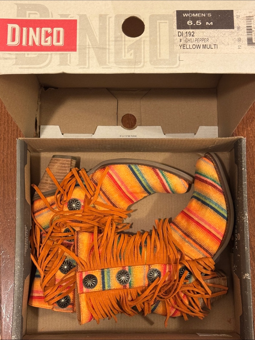 Dingo Yellow Multi Fringe Kids Boots